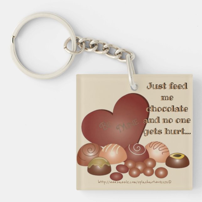 Porte-clefs "Alimentez-moi le chocolat" (Devant)