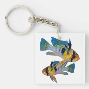 Porte-clefs Allemand Blue Rams Cichlids Aquarium Fish Art