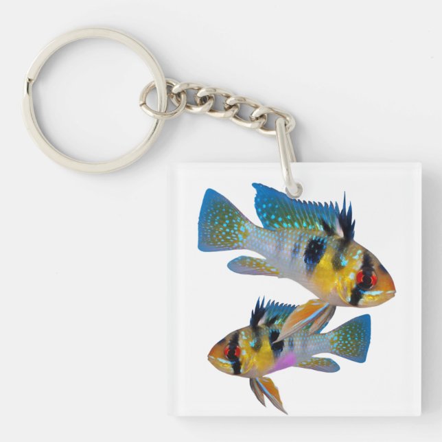Porte-clefs Allemand Blue Rams Cichlids Aquarium Fish Art (Devant)
