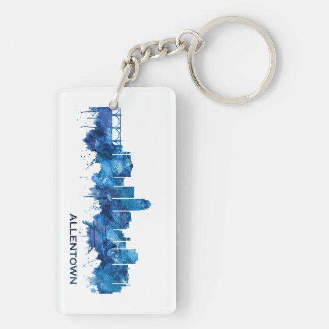 Porte-clefs Allentown Pennsylvania Skyline Blue (Dos)