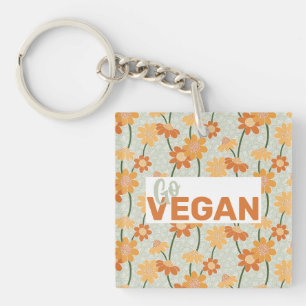 Porte-clefs Allez Vegan ! Joli rétro muté fleurs des années 19