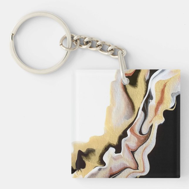 Porte-clefs Alligare Abstract Gold Black White Fluid Art (Devant)