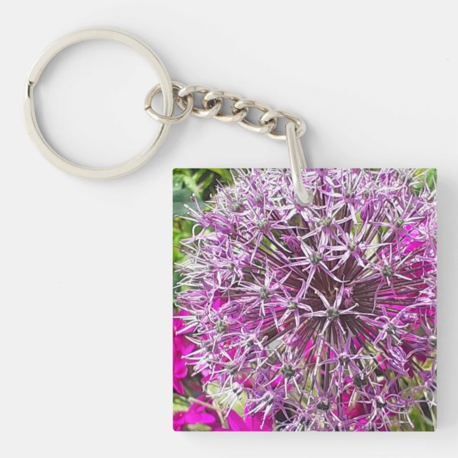 Porte-clefs Allium & Fleurs d'été acryliques (Devant)