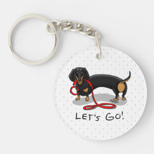 Porte-clefs Allons-y ! Dachshund Chien (noir et bronzé) Drôle