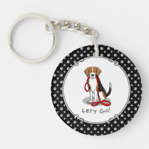 Porte-clefs Allons-y ! (marche) Chien Beagle (tri couleur 3) M