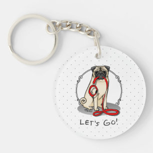 Porte-clefs Allons-y ! (marcher) Chien Carlin (pâle) Lèc mou