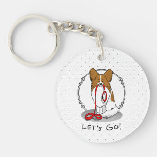 Porte-clefs Allons-y ! (walk) Papillon (white & red) Chien mig