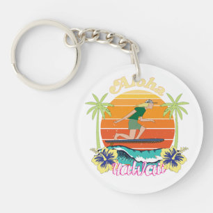 Porte-clefs Aloha hawaii avec fleurs d'hibiscus