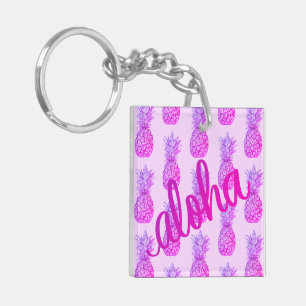 Porte-clefs Aloha Purple Pineappy Carré Mini