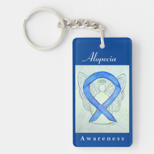 Porte-clefs Alopecia Sensibilisation Bleu Ruban Angel Porte - 