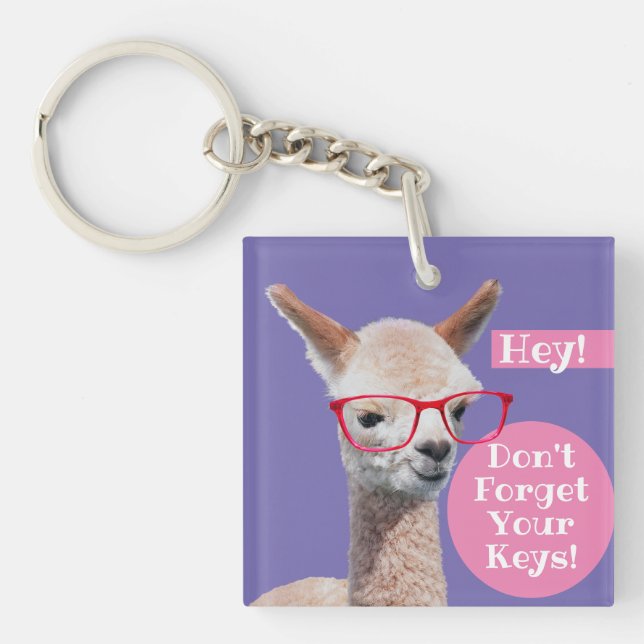 Porte-clefs Alpaca en lunettes rouges do-it-yourself "N'oublie (Devant)