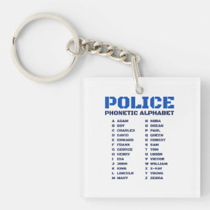 Porte-clefs Alphabet phonétique A à Z pour les policiers