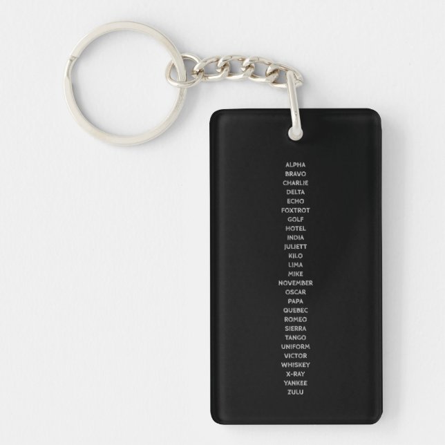 Porte-clefs Alphabet phonétique Code de l'aviateur Pilote (Devant)