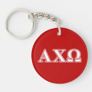 Porte-clefs Alphi Chi Omega Lettres Blanches et Rouges