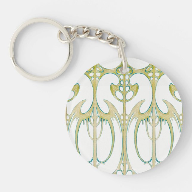 Porte-clefs Alphonse Mucha Art abstrait et signature (Devant)