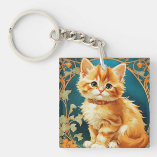 Porte-clefs Alphonse Mucha Art Nouveau Chat