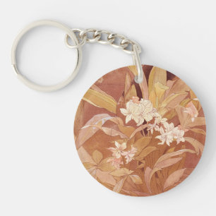 Porte-clefs Alphonse Mucha Art Nouveau Détail floral