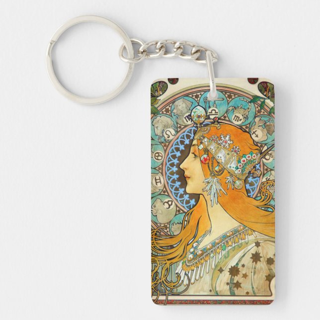 Porte-clefs Alphonse Mucha Art Nouveau Zodiac (Devant)