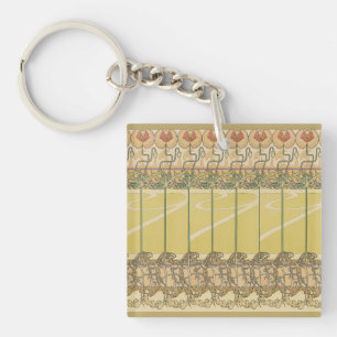 Porte-clefs Alphonse Mucha Coquelicots Papier Peint Floral Art