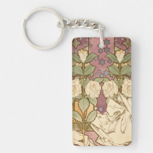 Porte-clefs Alphonse Mucha Étoiles Élégantes Art Nouveau Camél