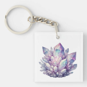 Porte-clefs amas de quartz pastel