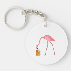 Porte-clefs Amateur de bière Flamant rose rose