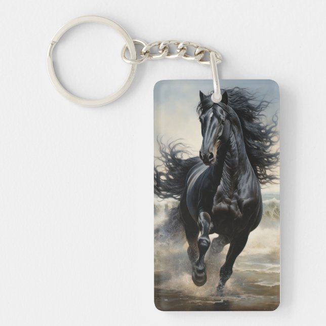 Porte-clefs Amateurs de chevaux, Stallion noir (Devant)