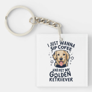 Porte-clefs Amateurs De Chien Et De Café Golden Retriever