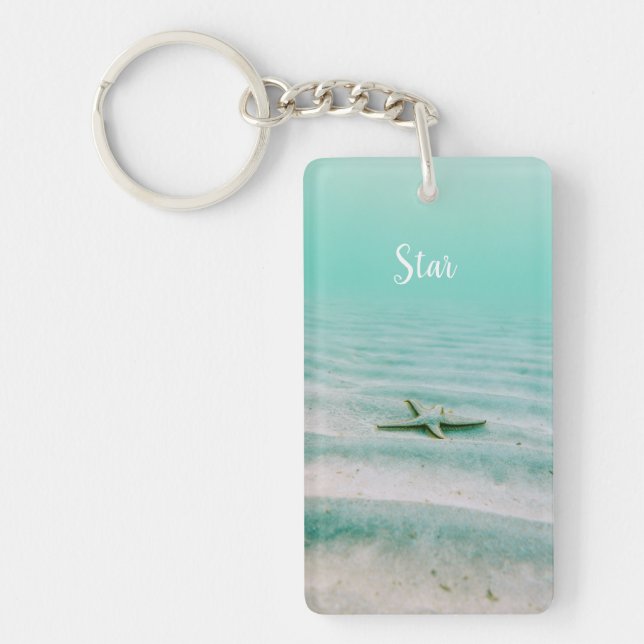 Porte-clefs Amateurs de plage Porte - clé Sea Green avec nom (Devant)