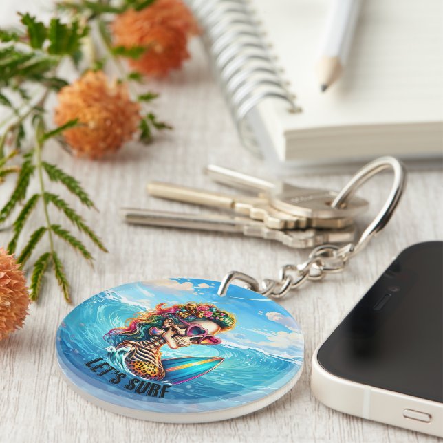 Porte-clefs amateurs de surf cool mot art (Devant Droit)