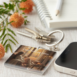 Porte-clefs Ambiance Automne Cosy | Fenêtre de Cabane d'Automn