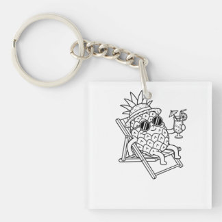 Porte-clefs Ambiance estivale ananas rafraîchissante