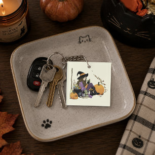 Porte-clefs Ambiance Sorcière Cosy Citrouilles d'Halloween Vio