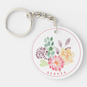 Porte-clefs Aménagement floral à l'aquarelle chic