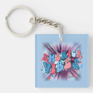 Porte-clefs America Vibe - 4 juillet patriotique rétro Super