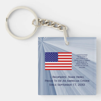 Porte-clefs American Citizenship Flag Award avec date par Janz