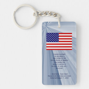 Porte-clefs American Citizenship Flag Award avec date par Janz