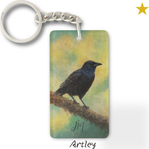 Porte-clefs American Crow Bird Peinture Nom personnalisé Birde