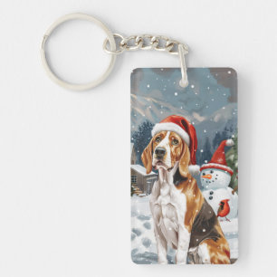 Porte-clefs American English Foxhound Chien hiver Noël Joie