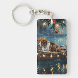 Porte-clefs American English Foxhound Christmas Festive Voyage