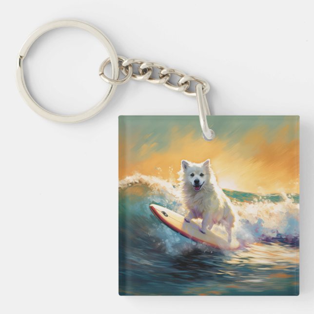 Porte-clefs American Eskimo Beach Surf Peinture (Devant)
