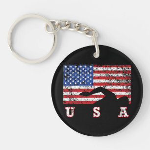 Porte-clefs American Flag Swimming USA Cadeau Swim Team Premiu