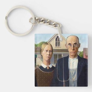 Porte-clefs American gothique classique peinture Grant Wood