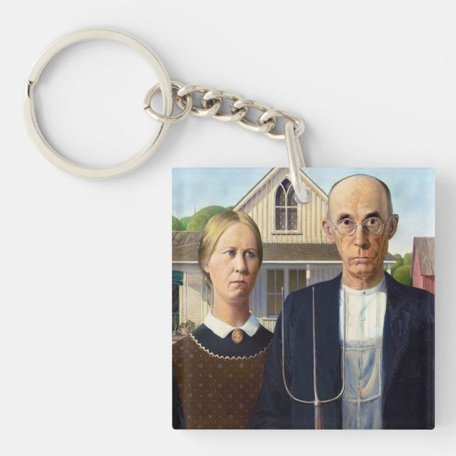 Porte-clefs American gothique classique peinture Grant Wood (Devant)