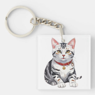 Porte-clefs American Shorthair heureux