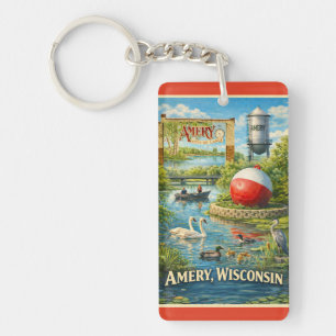 Porte-clefs Amery, Wisconsin Ville des Lacs Souvenir