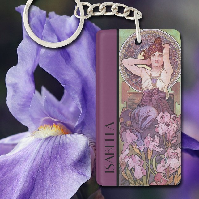 Porte-clefs Améthyste des pierres précieuses d'Alphonse Mucha ( Art Nouveau illustration by Alphonse Mucha small enough to carry in your pocket.  Great gift idea.)