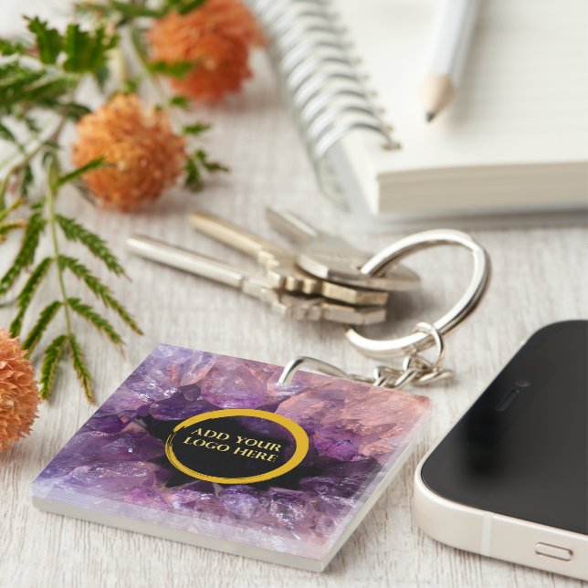 Porte-clefs Améthyste violette ajouter son propre logo profess (Devant Droit)