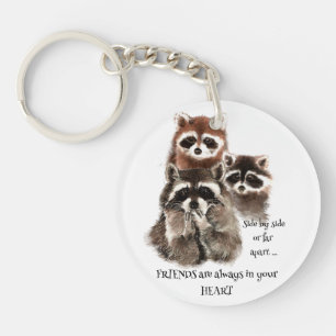 Porte-clefs Amis dans votre coeur Citation Raccoon Animal Humo