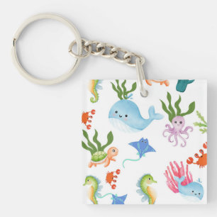Porte-clefs Amis mignons sous-marins – Motif d'animaux océaniq